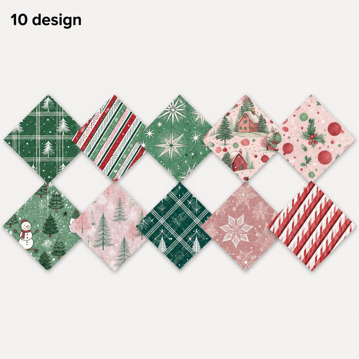 10Pc/Set Christmas Series Dot Stripe Plaid Tree Holly Crutch Fat Quarter Fabric, Pre-Cut Square Fabric Assort, Fabric Set, Craft Fabric, Handmade DIY Patchwork Fabric,Home Quilting Sewing Fabric, Packaging Fabric, Scrapbooking Craft Hobbyist