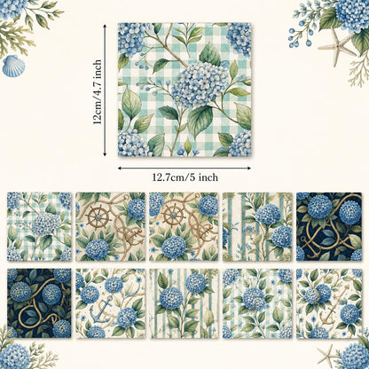 10pcs Charm Pack Set Floral Hydrangea Pattern Vintage Style Handmade DIY with Rich Color and Texture Elements 100% Polyester Patchwork in 10 Design Styles Suitable for Patchwork DIY Craft Projects DIY Wallet Making Gift Giving Bag Making Mother's Day Gift