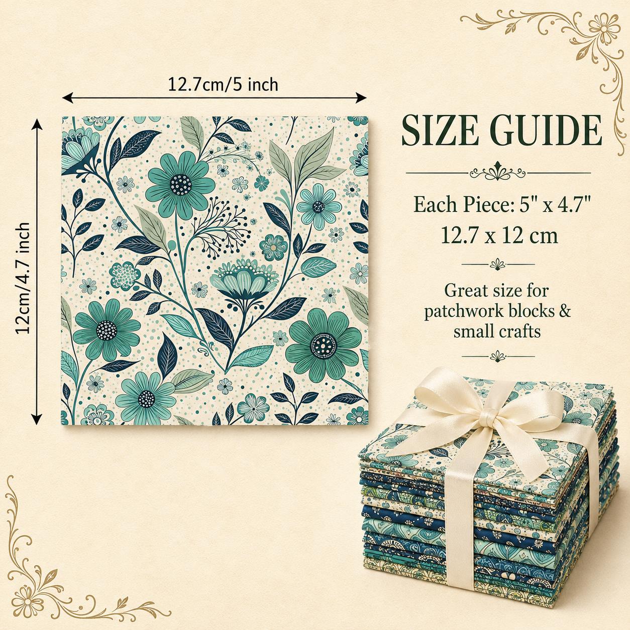 10Pc/Set Plaid Flower Green Series Fat Quarter Fabric, Pre-Cut Square Fabric Assort, Fabric Set, Craft Fabric, Handmade DIY Patchwork Fabric,Home Quilting Sewing Fabric, Packaging Fabric, Scrapbooking Craft Hobbyist