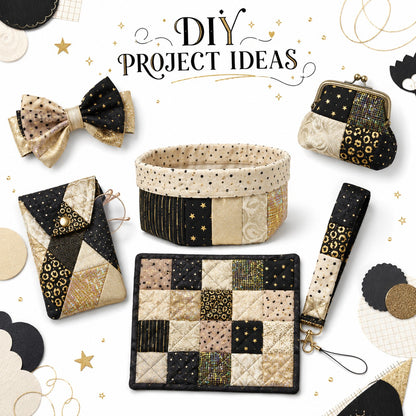10Pc/Set, Making 10 Images 1pc Each, Each Size: 6.3*50cm Leopard Star Golden Hot Stamping Series Sliced Fabric Set Style Combination, Polyester Jelly Roll Fabric Strips, Pre-Cut Quilting Squares, For Quilting DIY, Handicrafts And Sewing, Blankets, Rugs, I