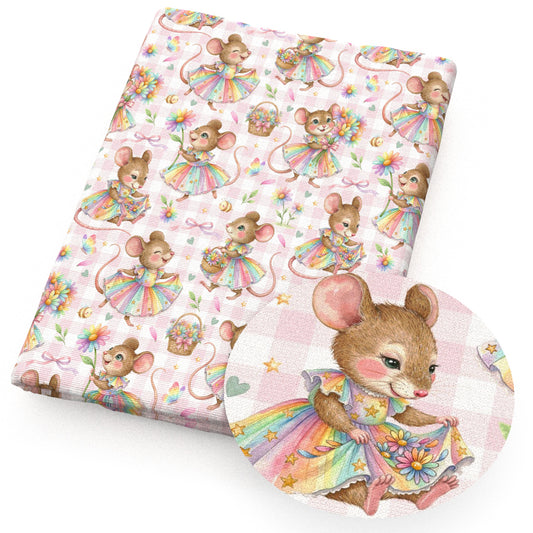 mouse rainbow color flowerfloral plaid grid fabric