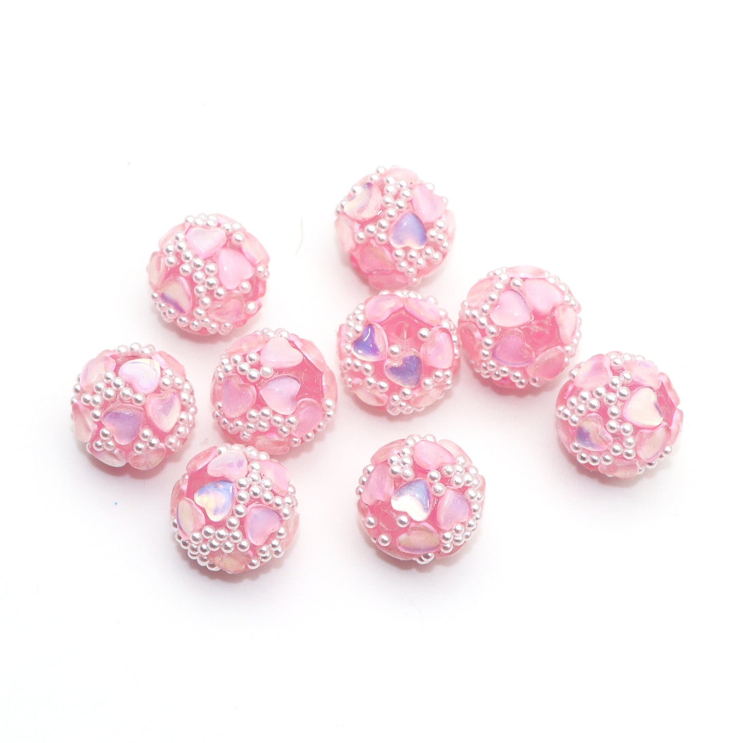 1Pc Festive Series Faux Rhinestone Pearl Acrylic Beads Heart Shaped Loose Spacer Beads Charms with Hole Ideal for DIY Jewelry Making DIY Bracelet Necklace Chain Earrings Charm Pen Bangle Decors Festive Craft Supplies