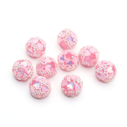 1Pc Festive Series Faux Rhinestone Pearl Acrylic Beads Heart Shaped Loose Spacer Beads Charms with Hole Ideal for DIY Jewelry Making DIY Bracelet Necklace Chain Earrings Charm Pen Bangle Decors Festive Craft Supplies