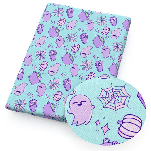 halloween skull ghost skeleton bones spiderspider web pumpkin gravestone fabric