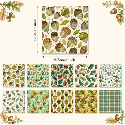 10pcs Charm Pack Set Pinecones Autumn Vintage Style Pattern Handmade DIY with Rich Color and Texture Elements 100% Polyester Patchwork in 10 Design Styles Suitable for Patchwork DIY Craft Projects DIY Wallet Making Gift Giving Bag Making Mother's Day Gift