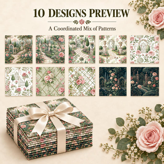 10Pc/Set Flower Tree House Series Fat Quarter Fabric, Pre-Cut Square Fabric Assort, Fabric Set, Craft Fabric, Handmade DIY Patchwork Fabric,Home Quilting Sewing Fabric, Packaging Fabric, Scrapbooking Craft Hobbyist