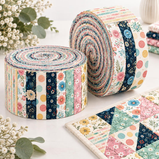 10pcs Vintage Floral Pattern Jelly Roll Fabric Strips 2.5X19.7inch Pre-Cut 100% Polyester For Patchwork Quilts, Table Runners, Placemats, Tote Bags, Storage Pouches, Makeup Bags, Coasters, Quilt Blocks & Binding