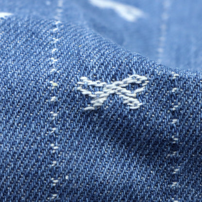 1pc Bowknot Pattern Denim Fabric, 64.96x19.68inch Pre-Cut 100% Polyester, Luxury Bows Striped Design for DIY Crafts, Bags, Sewing Projects & Hats, Hand Wash Only, Sewing Supplies, Craft Fabric | Vintage Style Fabric | Durable Fabric, Denim Fabric