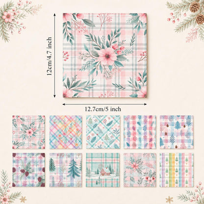 10Pc/Set Flower Plaid Christmas Series Star Fat Quarter Fabric, Pre-Cut Square Fabric Assort, Fabric Set, Craft Fabric, Handmade DIY Patchwork Fabric,Home Quilting Sewing Fabric, Packaging Fabric, Scrapbooking Craft Hobbyist
