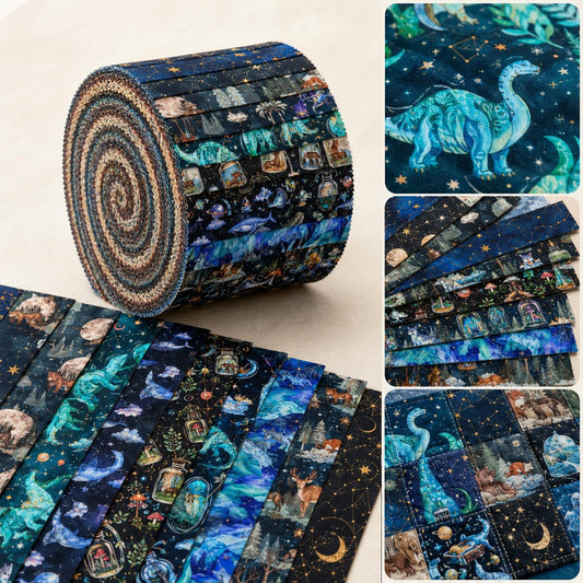 10pcs Wishing Bottle Dark Series Jelly Roll Fabric Strips 2.5X19.7inch Pre-cut 100% Polyester for Patchwork Quilts, Table Runners, Placemats, Tote Bags, Storage Pouches, Makeup Bags, Coasters, Quilt Blocks & Binding