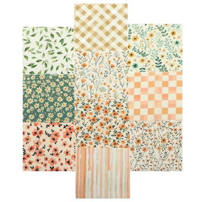10Pc/Set Flower Series Stripe Plaid Fat Quarter Fabric, Pre-Cut Square Fabric Assort, Fabric Set, Craft Fabric, Handmade DIY Patchwork Fabric,Home Quilting Sewing Fabric, Packaging Fabric, Scrapbooking Craft Hobbyist