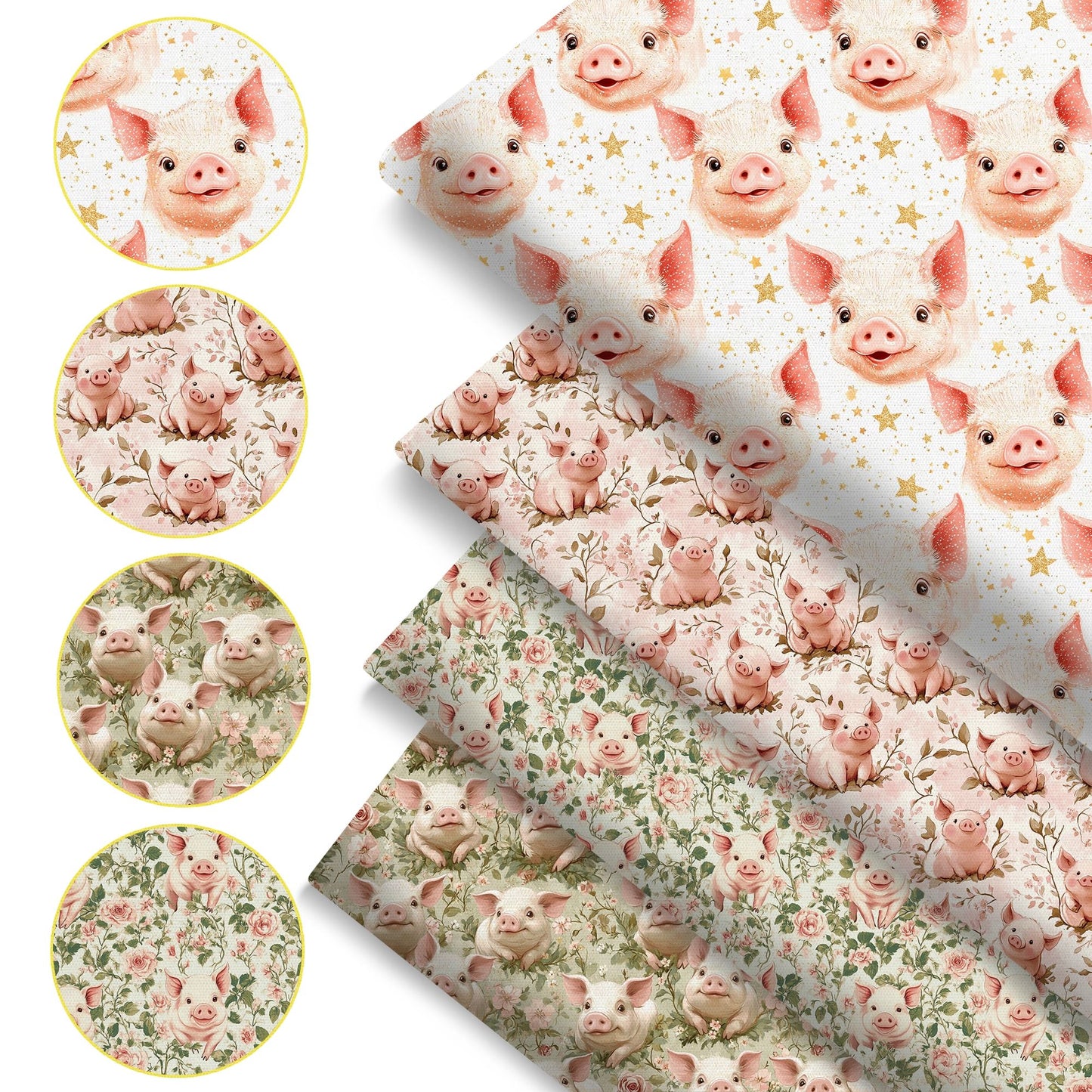 1pc pig Series Pattern Quilting Fabric-17.7x19.68inch(45x50cm) Polyester Craft Fabrics DIY Handmade Projects Doll Clothes Fabric Precut For Patchwork Craft(108gsm)