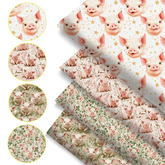 1pc pig Series Pattern Quilting Fabric-17.7x19.68inch(45x50cm) Polyester Craft Fabrics DIY Handmade Projects Doll Clothes Fabric Precut For Patchwork Craft(108gsm)