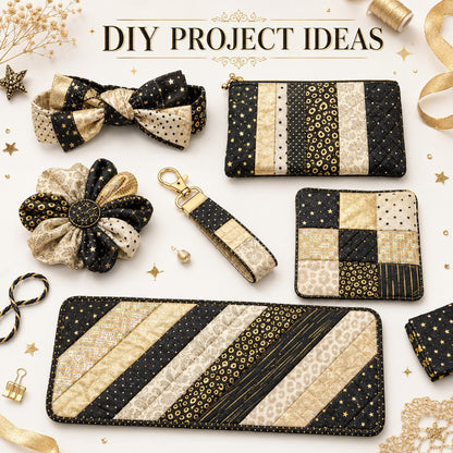 10Pc/Set, Making 10 Images 1pc Each, Each Size: 6.3*50cm Leopard Star Golden Hot Stamping Series Sliced Fabric Set Style Combination, Polyester Jelly Roll Fabric Strips, Pre-Cut Quilting Squares, For Quilting DIY, Handicrafts And Sewing, Blankets, Rugs, I