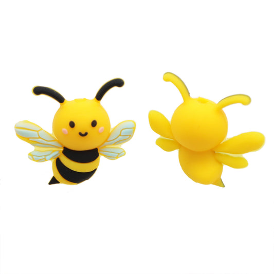 1Pc 3D Animals Bee Silicone Beads,Double-Sided Design for DIY Jewelry Making Accessories DIY Bracelet Necklace Chain Earrings Charm Bangle Decors Craft Pen Supplies