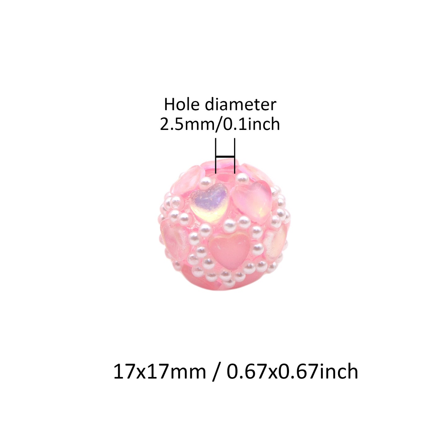 1Pc Festive Series Faux Rhinestone Pearl Acrylic Beads Heart Shaped Loose Spacer Beads Charms with Hole Ideal for DIY Jewelry Making DIY Bracelet Necklace Chain Earrings Charm Pen Bangle Decors Festive Craft Supplies