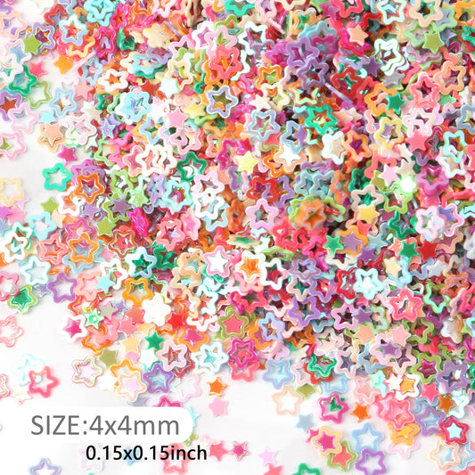 20g/pack Hollow Star Shaped Sequins,Mixed Colors,PVC Flakes for DIY Crafts,Jewelry Making DIY Hand-Sewn Decorative Accessories,Perfect for New Year, Birthday, Wedding, and Bridal Shower Celebrations