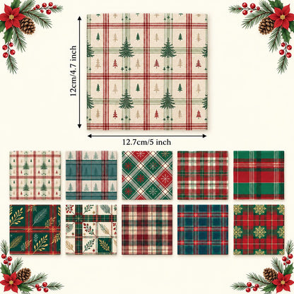 10Pc/Set Christmas Series Plaid Tree Rhombus Fat Quarter Fabric, Pre-Cut Square Fabric Assort, Fabric Set, Craft Fabric, Handmade DIY Patchwork Fabric,Home Quilting Sewing Fabric, Packaging Fabric, Scrapbooking Craft Hobbyist