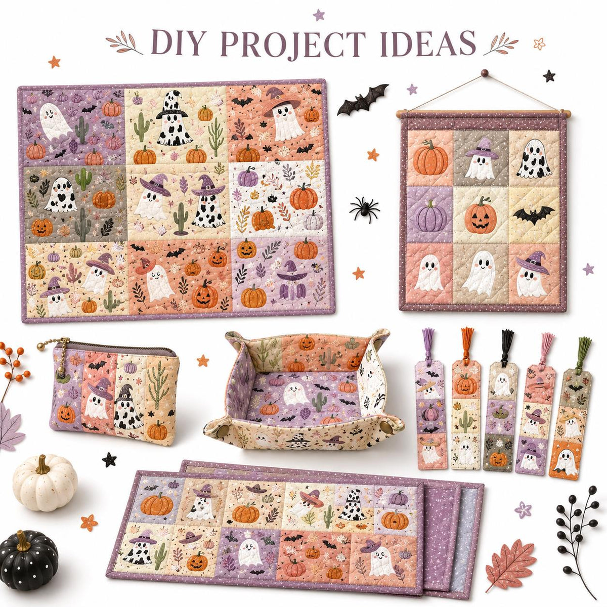 10Pc/Set Halloween Series Skull Pumpkin Cactus Bat Fat Quarter Fabric, Pre-Cut Square Fabric Assort, Fabric Set, Craft Fabric, Handmade DIY Patchwork Fabric,Home Quilting Sewing Fabric, Packaging Fabric, Scrapbooking Craft Hobbyist