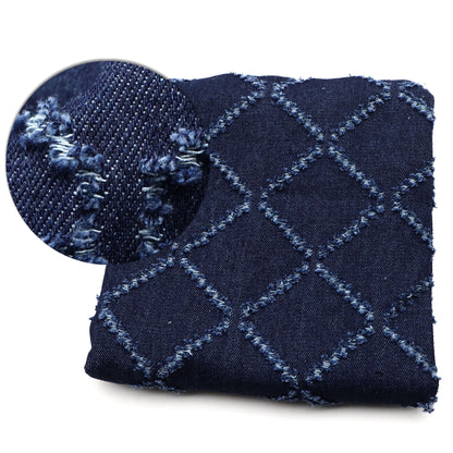 1Pc rhombus Pre-Washed stripe Denim Fabric - 59x19.68inch(150x50cm) 100% Polyester for DIY Crafts Projects, DIY Wallet Making