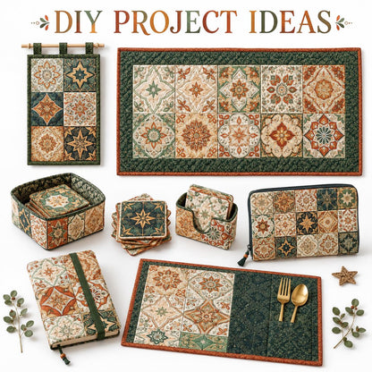 10pcs Charm Pack Set Geometric Floral Pattern 100% Polyester Patchwork in 10 Design Styles, Ready-to-Sew Without Cutting, Suitable For Patchwork Wallet Making Gift Giving Tote Bags Coasters DIY Craft Projects