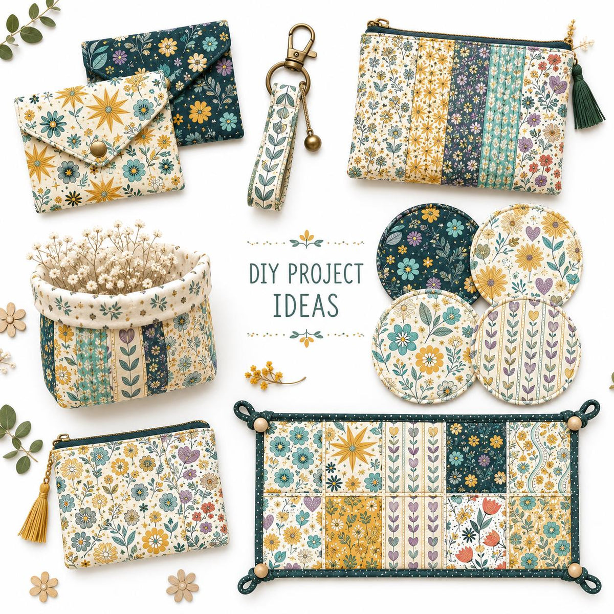 10pcs Charm Pack Set Floral Bird Vintage Style Pattern Handmade DIY with Rich Color and Texture Elements 100% Polyester Patchwork in 10 Design Styles Suitable for Patchwork DIY Craft Projects DIY Wallet Making Gift Giving Bag Making Mother's Day Gift