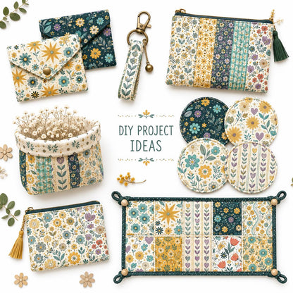 10pcs Charm Pack Set Floral Bird Vintage Style Pattern Handmade DIY with Rich Color and Texture Elements 100% Polyester Patchwork in 10 Design Styles Suitable for Patchwork DIY Craft Projects DIY Wallet Making Gift Giving Bag Making Mother's Day Gift