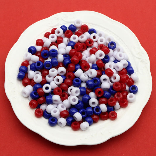 50Pcs 6mm Independence Day Acrylic Pony Beads,White Blue and Red Beads & Bead Assortments,Loose Spacer Beads with Hole for DIY Jewelry Making,4th of July Celebrations, Party Decorations, Necklaces, Bracelets, Earrings, Hair Accessories & DIY Crafts