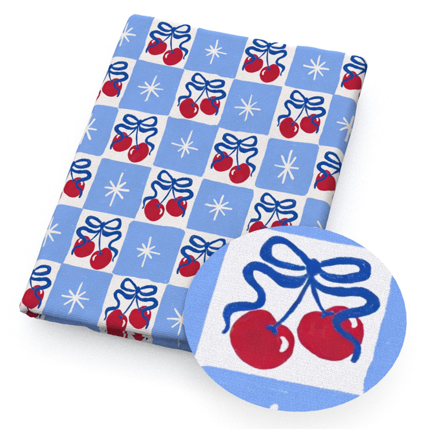 plaid grid cherry star starfish fabric