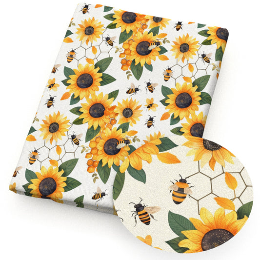 hexagon bee flowerfloral sunflower fabric