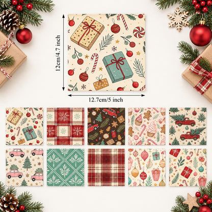 10Pc/Set Christmas Series Plaid Car Cake Tree Gift Crutch Fat Quarter Fabric, Pre-Cut Square Fabric Assort, Fabric Set, Craft Fabric, Handmade DIY Patchwork Fabric,Home Quilting Sewing Fabric, Packaging Fabric, Scrapbooking Craft Hobbyist