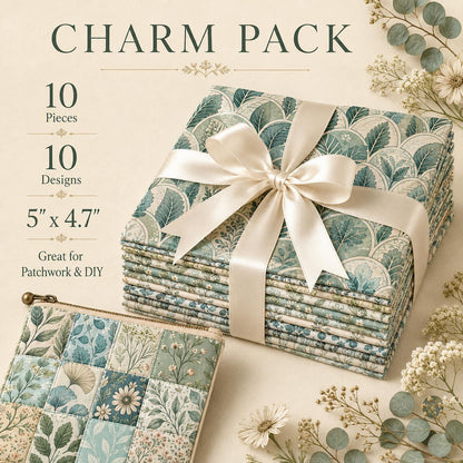 10pcs Charm Pack Set Leaf Pattern Vintage Style Handmade DIY with Rich Color and Texture Elements 100% Polyester Patchwork in 10 Design Styles Suitable for Patchwork DIY Craft Projects DIY Wallet Making Gift Giving Bag Making Mother's Day Gift