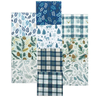 10Pc/Set Christmas Series Plaid Rabbit Deer Pinecones Christmas Tree Fat Quarter Fabric, Pre-Cut Square Fabric Assort, Fabric Set, Craft Fabric, Handmade DIY Patchwork Fabric,Home Quilting Sewing Fabric, Packaging Fabric, Scrapbooking Craft Hobbyist