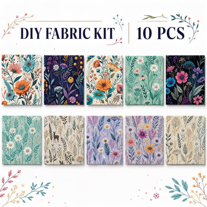 10pcs Charm Pack Set Floral Pattern Vintage Style Handmade DIY with Rich Color and Texture Elements 100% Polyester Patchwork in 10 Design Styles Suitable for Patchwork DIY Craft Projects DIY Wallet Making Gift Giving Bag Making Mother's Day Gift
