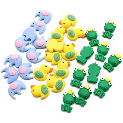 Resin Flat Back Charms Beads,2pcs Frog Duck Turtle Elephant Shape Resin Cabochons for DIY Crafts, Scrapbooking, Jewelry Making