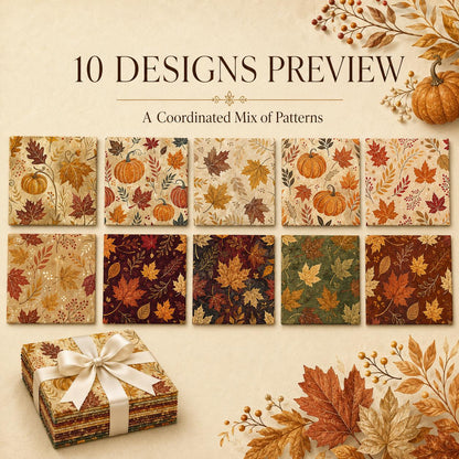 10pcs Charm Pack Set Maple leaf Pumpkin Autumn Vintage Style Pattern Handmade DIY with Rich Color and Texture Elements 100% Polyester Patchwork in 10 Design Styles Suitable for Patchwork DIY Craft Projects DIY Wallet Making Gift Giving Bag Making Mother's
