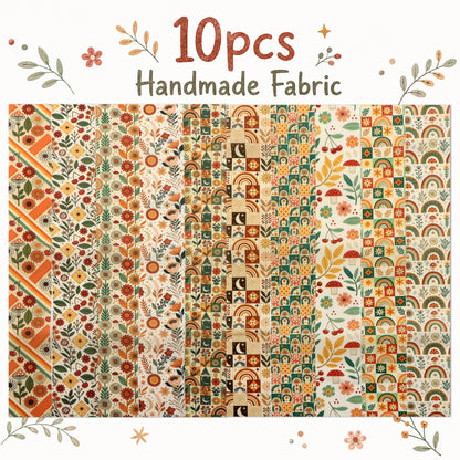 10pcs Vintage Plaid Pumpkin Floral Pattern Jelly Roll Fabric Strips 2.5X19.7inch Pre-Cut 100% Polyester For Patchwork Quilts, Table Runners, Placemats, Tote Bags, Storage Pouches, Makeup Bags, Coasters, Quilt Blocks & Binding