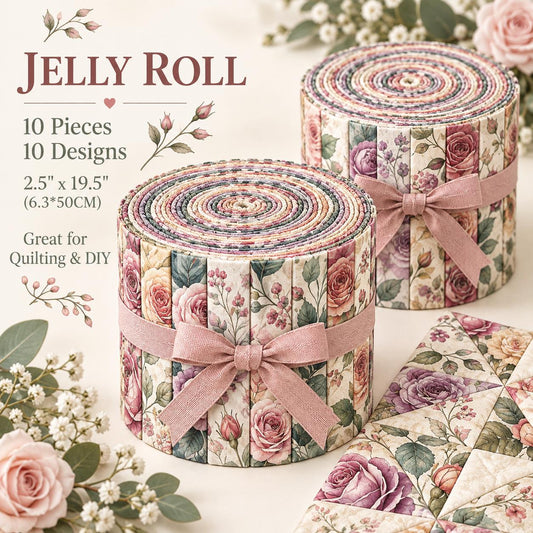 10pcs Vintage Floral Pattern Jelly Roll Fabric Strips 2.5X19.7inch Pre-Cut 100% Polyester For Patchwork Quilts, Table Runners, Placemats, Tote Bags, Storage Pouches, Makeup Bags, Coasters, Quilt Blocks & Binding