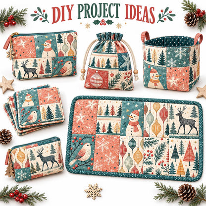 10Pc/Set Christmas Series Star Dot Stripe Bird Deer Tree Fat Quarter Fabric, Pre-Cut Square Fabric Assort, Fabric Set, Craft Fabric, Handmade DIY Patchwork Fabric,Home Quilting Sewing Fabric, Packaging Fabric, Scrapbooking Craft Hobbyist