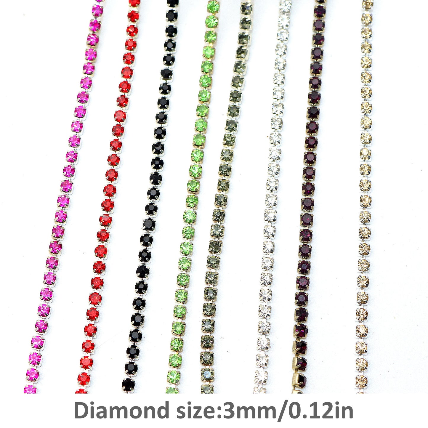 1Meter Sparkling Rhinestone Chain Beads Rhinestone Chain - Jewelry Making Chains for DIY Craft, Shoe, Clothing, Mobile Phone Case Decoration