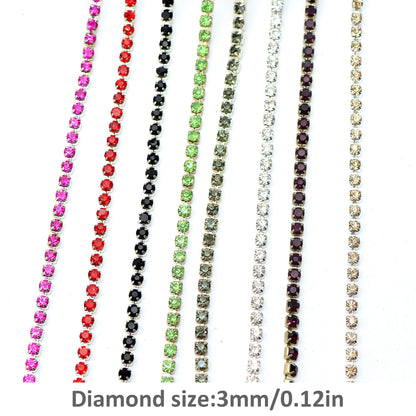1Meter Sparkling Rhinestone Chain Beads Rhinestone Chain - Jewelry Making Chains for DIY Craft, Shoe, Clothing, Mobile Phone Case Decoration