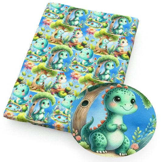 dinosaurs dino leaf leaves tree lotus flower fabric