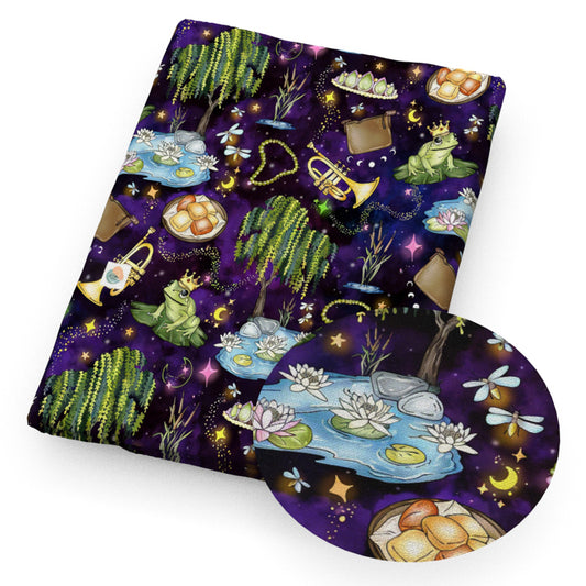 frog dragonfly leaf leaves tree musical instrument necklace lotus flower fabric
