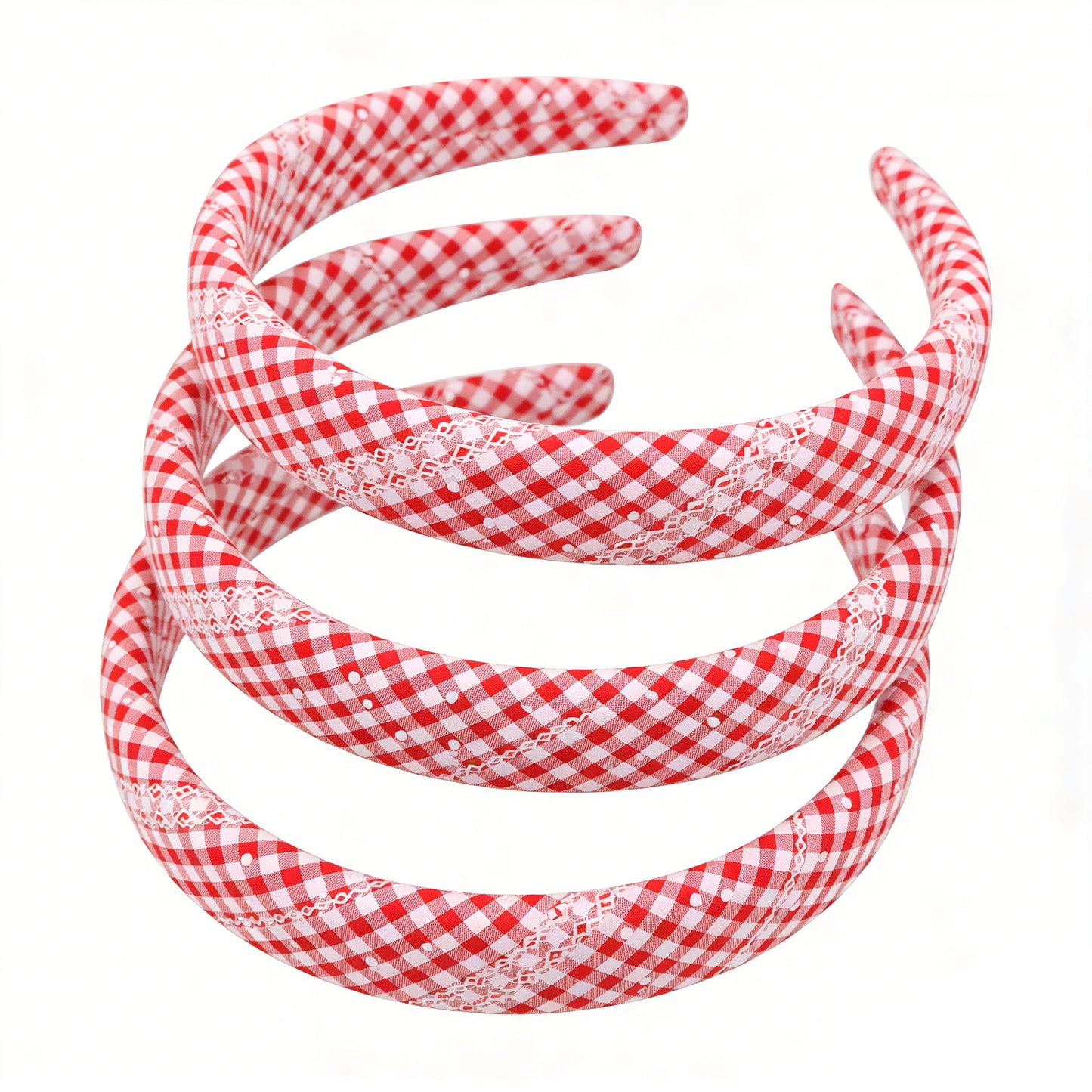 Red White Plaid Sponge Headband