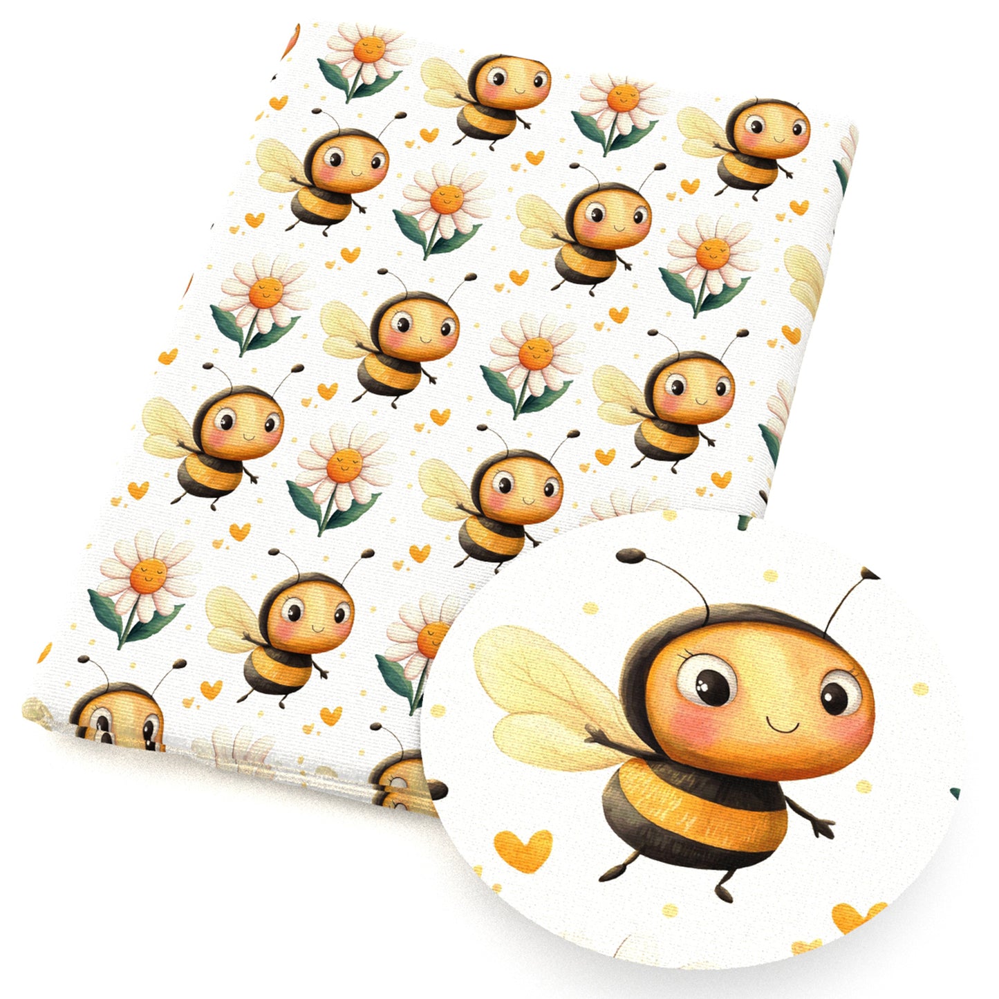 bee flowerfloral heart love fabric