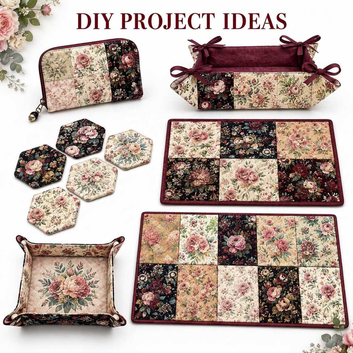 10Pc/Set Flower Series Fat Quarter Fabric, Pre-Cut Square Fabric Assort, Fabric Set, Craft Fabric, Handmade DIY Patchwork Fabric,Home Quilting Sewing Fabric, Packaging Fabric, Scrapbooking Craft Hobbyist