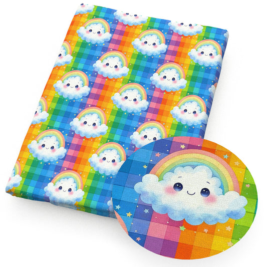 plaid grid rainbow color rainbow fabric
