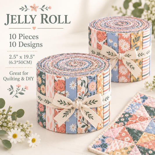 10pcs Vintage Floral Pattern Jelly Roll Fabric Strips 2.5X19.7inch Pre-Cut 100% Polyester For Patchwork Quilts, Table Runners, Placemats, Tote Bags, Storage Pouches, Makeup Bags, Coasters, Quilt Blocks & Binding