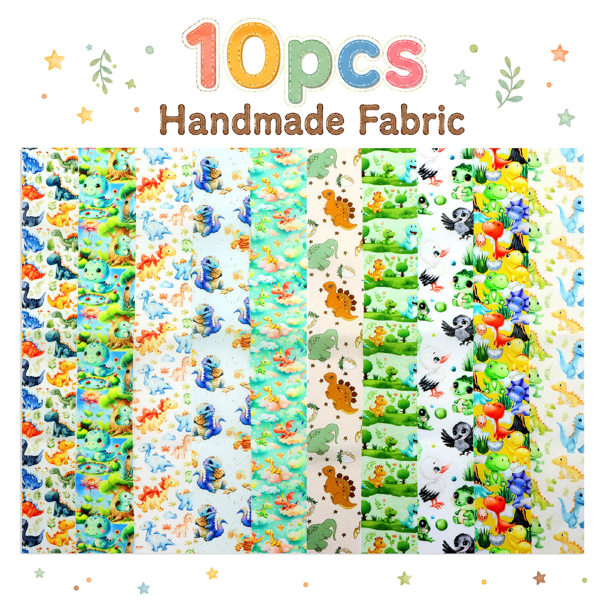 10pcs Vintage Dinosaur Pattern Purple Jelly Roll Fabric Strips 2.5X19.7inch Pre-cut 100% Polyester for Patchwork Quilts, Table Runners, Placemats, Tote Bags, Storage Pouches, Makeup Bags, Coasters, Quilt Blocks & Binding