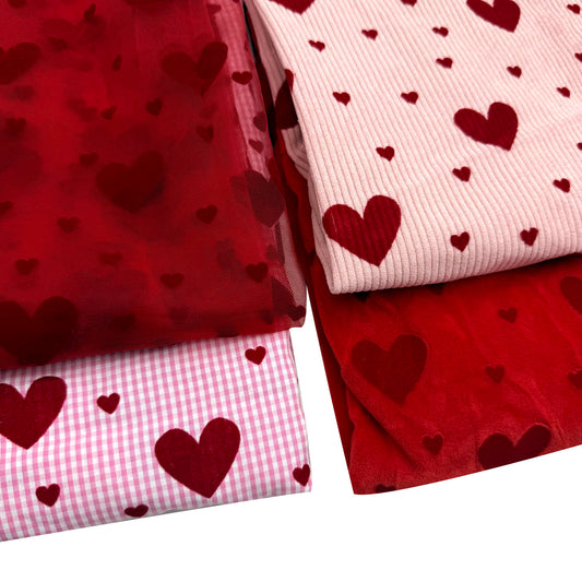 velvet Love heart fabric